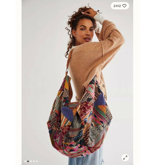 Free People Handbags - NEW Free People Technicolor Patchwork Hippie Boho Bag Tote Weekender Purse
